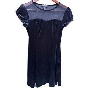 Hot Topic Black Velveteen Dress XS Short Sleeves Bows